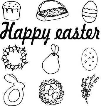 Easter willow, easter illustration, easter cake, easter bunny Stock Illustration