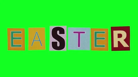 Easter word of cartoon animation in multicolored letters of crumpled paper Stock Footage 251479645