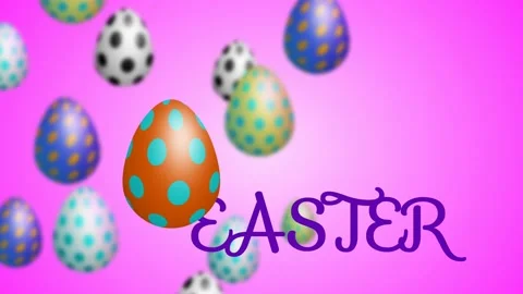 Easter word isolated on pink background with floating eggs Stock Footage 234106151