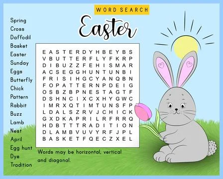 Easter word search puzzle Stock Illustration