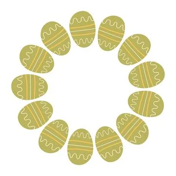 Easter wreath with green Eggs Hand drawn on white background. Decorative do.. Stock Illustration