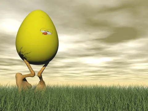 Easter yellow egg - 3D render Illustrazione stock