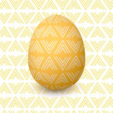 Easter yellow egg. Decorated festive egg with simple abstract decoration. iso 스톡 일러스트