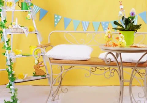 Easter yellow studio decor Stock Photos