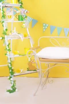 Easter yellow studio decor Stock Photos