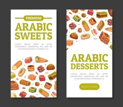 Eastern and Arabic Sweets Banner Design Vector Template Stock Illustration
