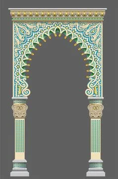 Eastern arch mosaic gate frame Stock Illustration