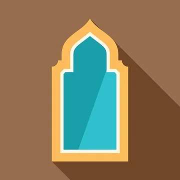 Eastern arch window casting shadow on brown wall Stock Illustration