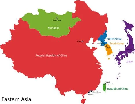 Eastern Asia map Stock Illustration