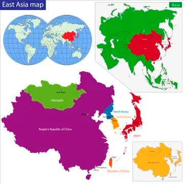 Eastern Asia map Stock Illustration