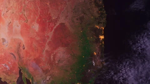 Eastern Australia from Space Orbit at Sunset. Planet Earth From Space. Globe Stock Footage 330168374