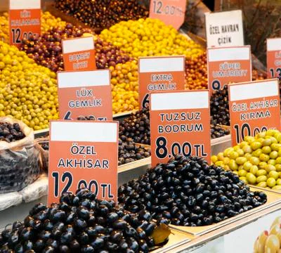 Eastern bazaar - olives Stock Photos