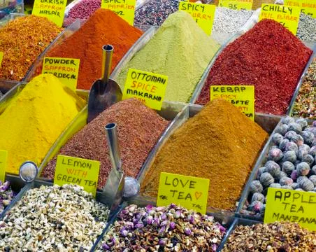 Eastern bazaar - selection of spices and tea Stock Photos