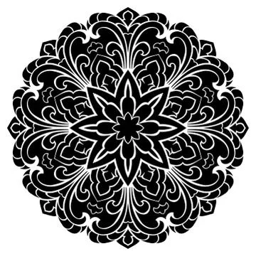 Eastern black mandala. Stock Illustration