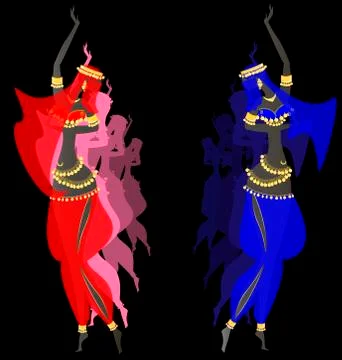 Eastern dancing girls Stock Illustration