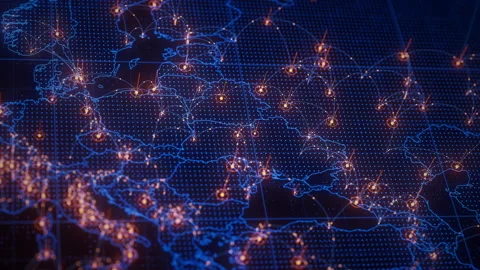 Eastern Europe map big data visualization. Futuristic digital map infographic of Stock Footage 337197176