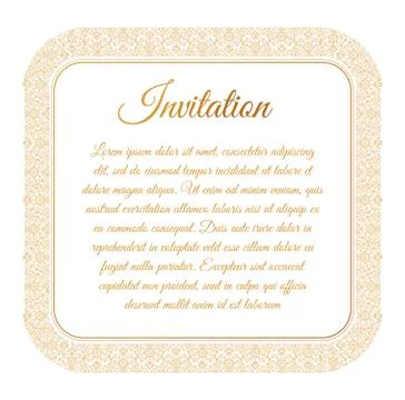 Eastern gold arabic vector lines design templates. Muslim floral frame for card Stock Illustration