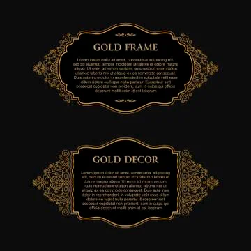 Eastern gold arabic vector lines design templates. Muslim floral frame for card Stock Illustration