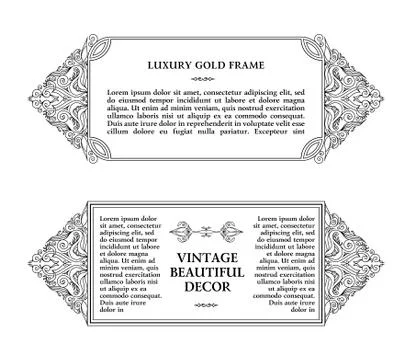 Eastern gold arabic vector lines design templates. Muslim floral frame for card Stock Illustration