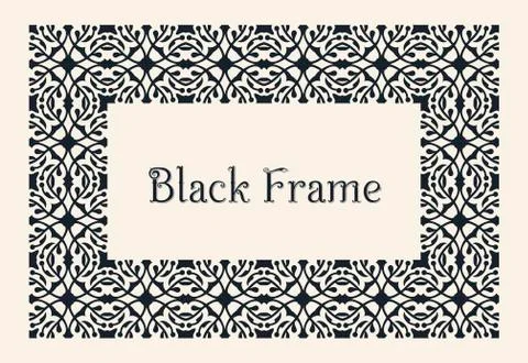 Eastern gold arabic vector lines design templates. Muslim floral frame for card Stock Illustration