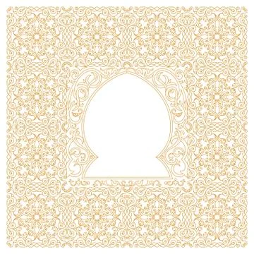 Eastern gold frames, arch. Template design elements in oriental style Stock Illustration