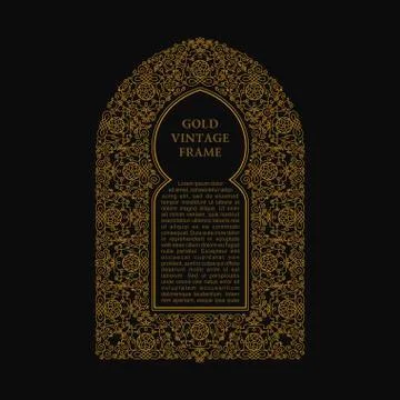 Eastern gold frames, arch. Template design elements in oriental style Stock Illustration