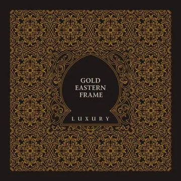 Eastern gold frames, arch. Template design elements in oriental style Stock Illustration