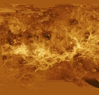 The eastern half of the planet is displayed in this simple cylindrical map... Stock Photos