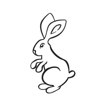 Eastern horoscope symbol easter bunny, rabbit line and vector illustration Illustrazione stock