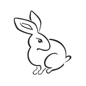 Eastern horoscope symbol easter bunny, rabbit line and vector illustration Stock Illustration