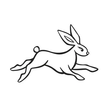 Eastern horoscope symbol easter bunny, rabbit line and vector illustration Stock Illustration