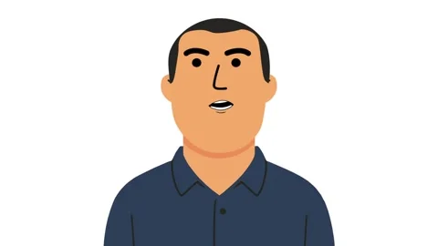 The Eastern Man Looks Around 2D Character Animation Stock Footage 307480409