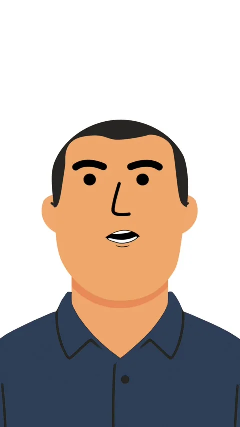 The Eastern Man Looks Around 2D Character Animation Vertical Stock Footage 307480411