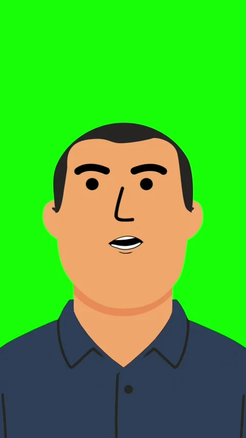 The Eastern Man Looks Around 2D Character Animation Vertical Green Screen Video stock 307480413