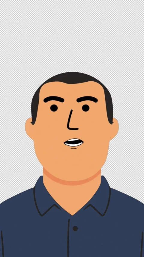 The Eastern Man Looks Around 2D Character Animation Vertical Alpha Stock Footage 307480547
