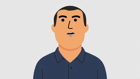 The Eastern Man Looks Around 2D Character Animation On Alpha Channel Stock Footage 307480587