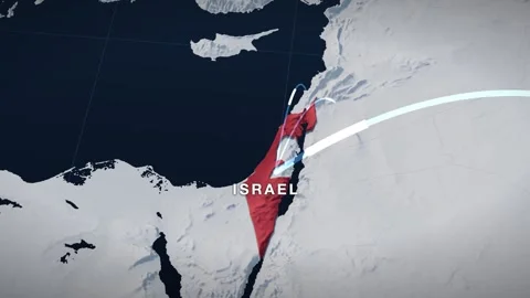 Eastern Mediterranean 3D elevation relief map with israel highlighted in red Stock Footage 344010522