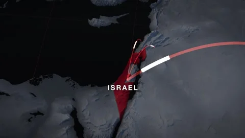 Eastern Mediterranean 3D elevation relief map with israel highlighted in red Stock Footage 344010597