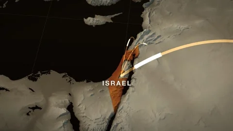 Eastern Mediterranean 3D elevation relief map with israel highlighted in red Vídeo Stock 344010627