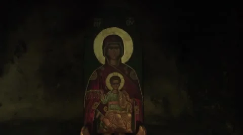 Eastern Orthodox icon of Blessed Virgin ... | Stock Video | Pond5
