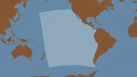 Eastern Pacific Ocean highlighted on a tiled pattern colored map 스톡 일러스트