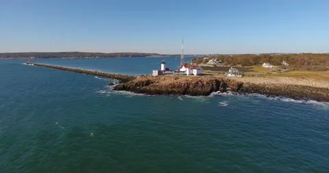 Eastern Point Lighthouse and Gloucester Harbor, Massachusetts, USA Stock Footage 131335047