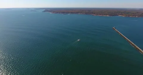 Eastern Point Lighthouse and Gloucester Harbor, Massachusetts, USA Video stock 131335258
