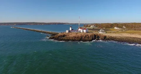 Eastern Point Lighthouse and Gloucester Harbor, Massachusetts, USA Stock Footage 131335953