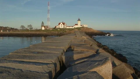 Eastern Point Lighthouse on Cape Ann in Gloucester harbor Massachusetts USA Stock Footage 101927619