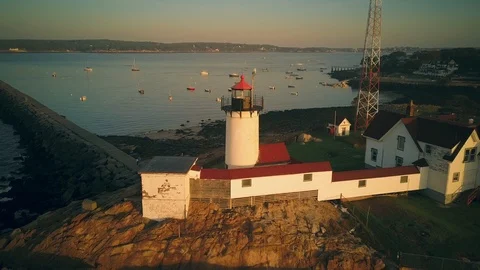 Eastern Point Lighthouse sunrise Video stock 108500367