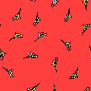 Eastern rosella parrot bird vector seamless pattern Stock Illustration