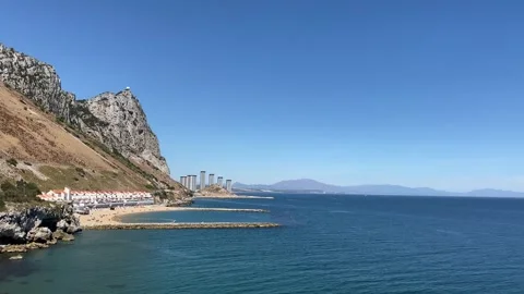 Eastern side of Gibraltar with Sandy Bay and Catalan Bay resorts. Stock Footage 318734890