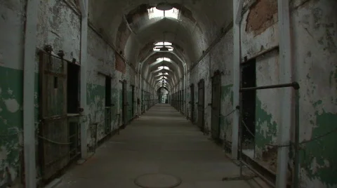 Eastern State Penitentiary cell blocks Stock Footage
