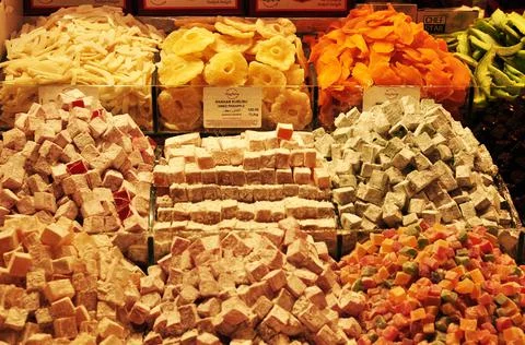 Eastern sweets on the counter. Stock Photos
